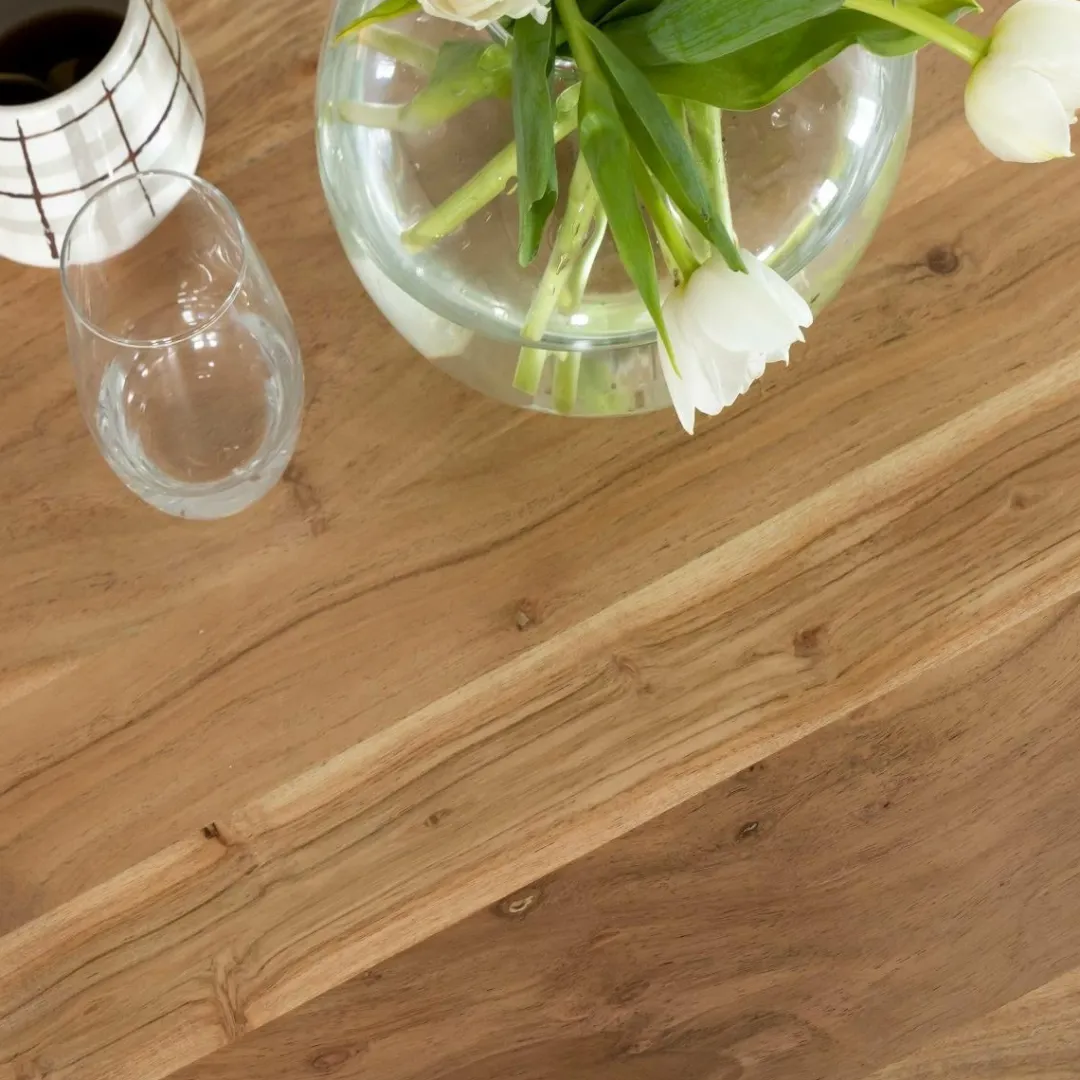 Table Basse<Made in Meubles Table basse en bois d'acacia et métal Ian