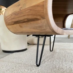 Table Basse<Made in Meubles Table basse en bois d'acacia et métal Ian