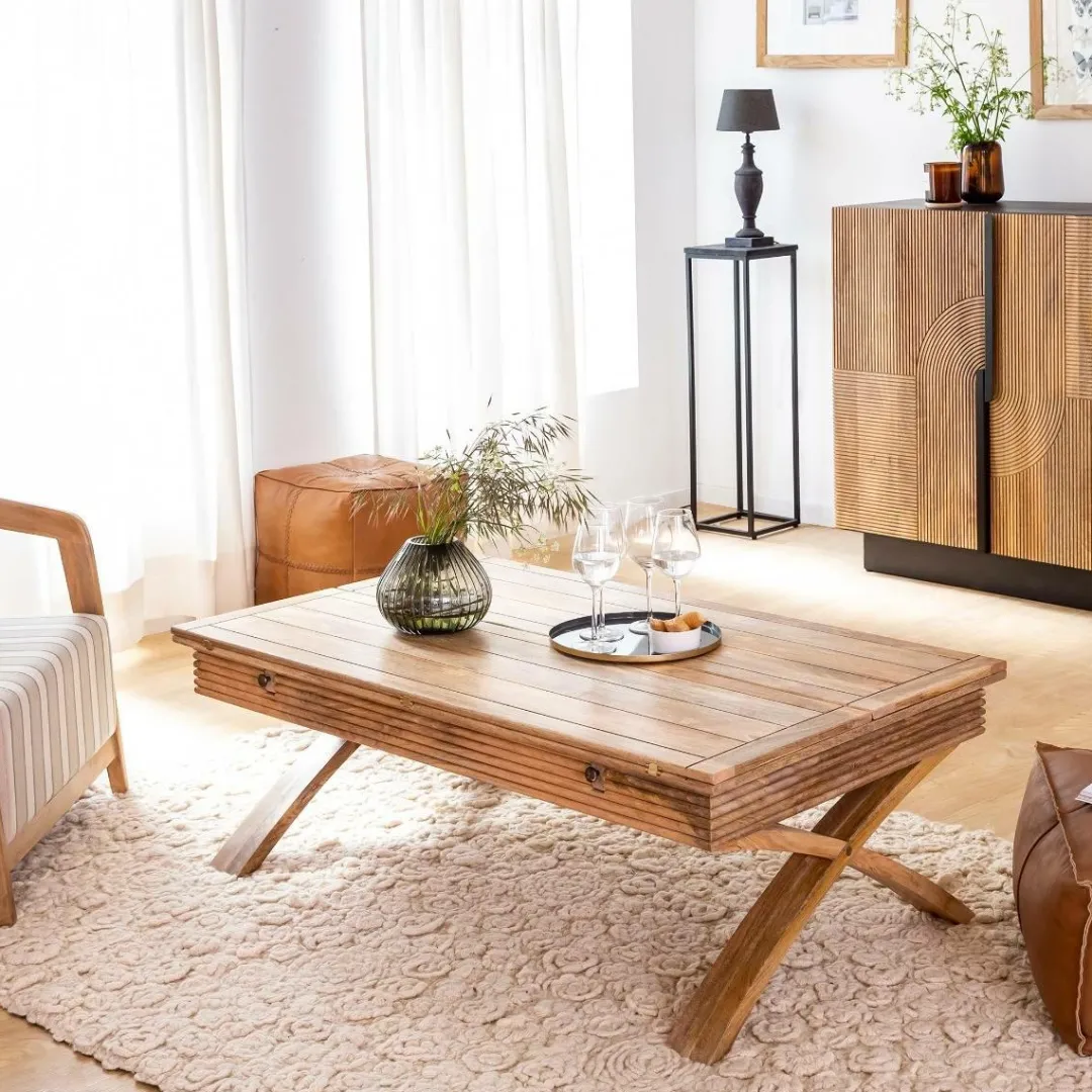 Table Basse<Made in Meubles Table basse en bois de manguier à allonges Luce