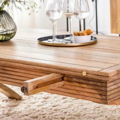 Table Basse<Made in Meubles Table basse en bois de manguier à allonges Luce