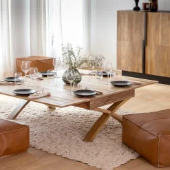 Table Basse<Made in Meubles Table basse en bois de manguier à allonges Luce