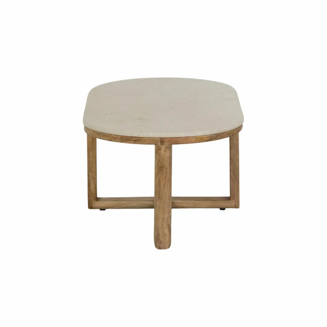 Table Basse<Made in Meubles Table basse en bois de manguier et marbre Moana