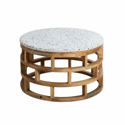 Table Basse<Made in Meubles Table basse en bois de manguier et terrazzo Ambrine