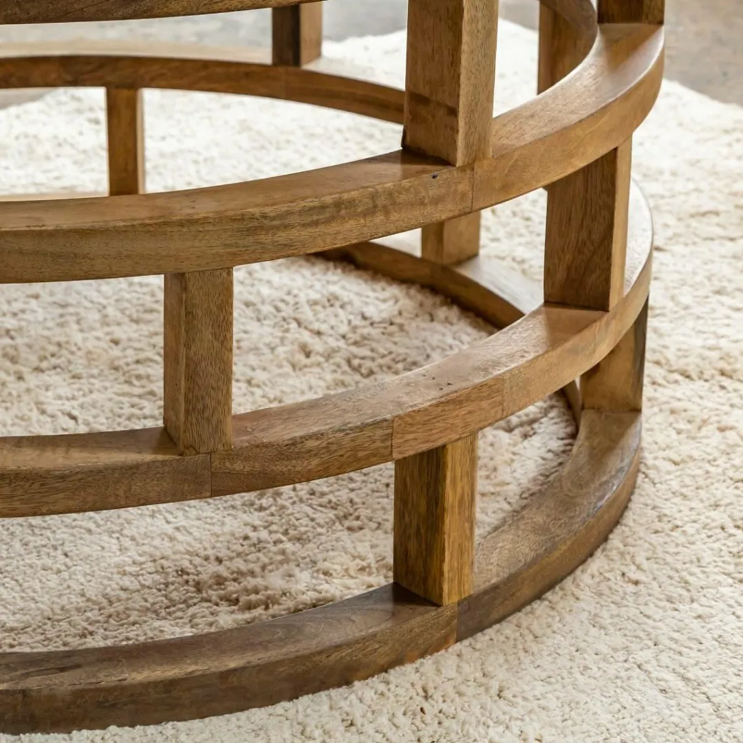 Table Basse<Made in Meubles Table basse en bois de manguier et terrazzo Ambrine