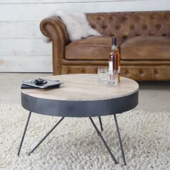 Table Basse<Made in Meubles Table basse en bois de manguier et métal Locker