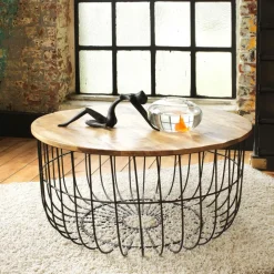 Table Basse<Made in Meubles Table basse en bois de manguier et métal Ella