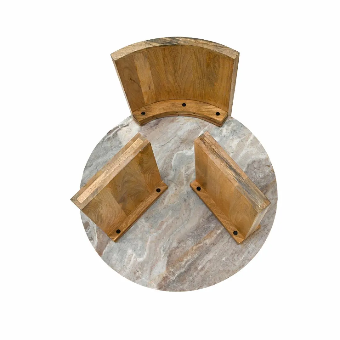 Table Basse<Made in Meubles Table basse en bois de manguier et marbre Isabella