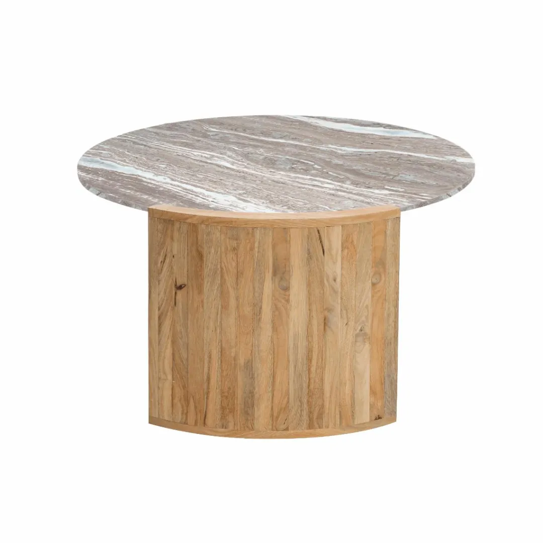 Table Basse<Made in Meubles Table basse en bois de manguier et marbre Isabella