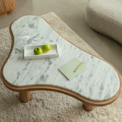 Table Basse<Made in Meubles Table basse en bois de manguier et marbre Adler