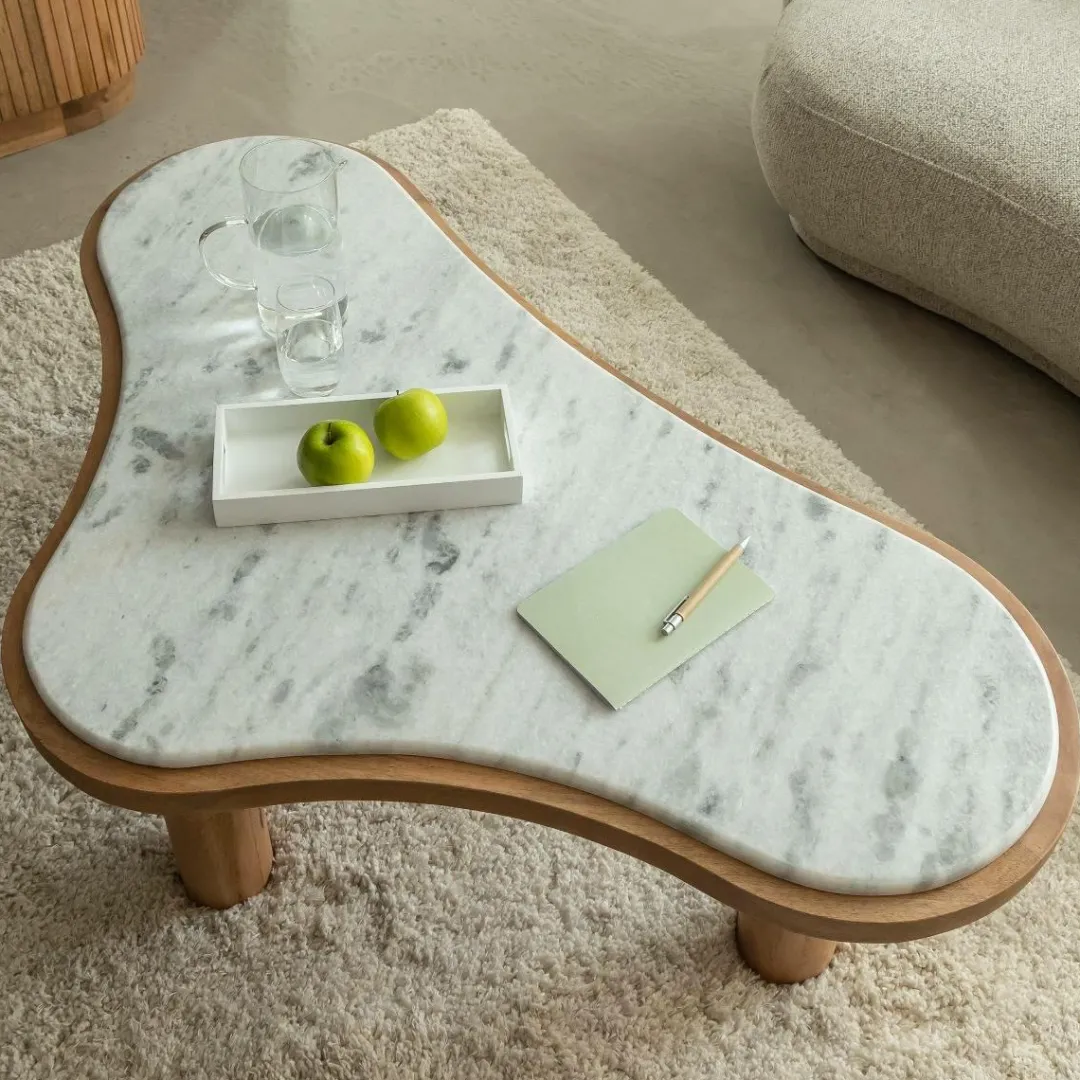 Table Basse<Made in Meubles Table basse en bois de manguier et marbre Adler