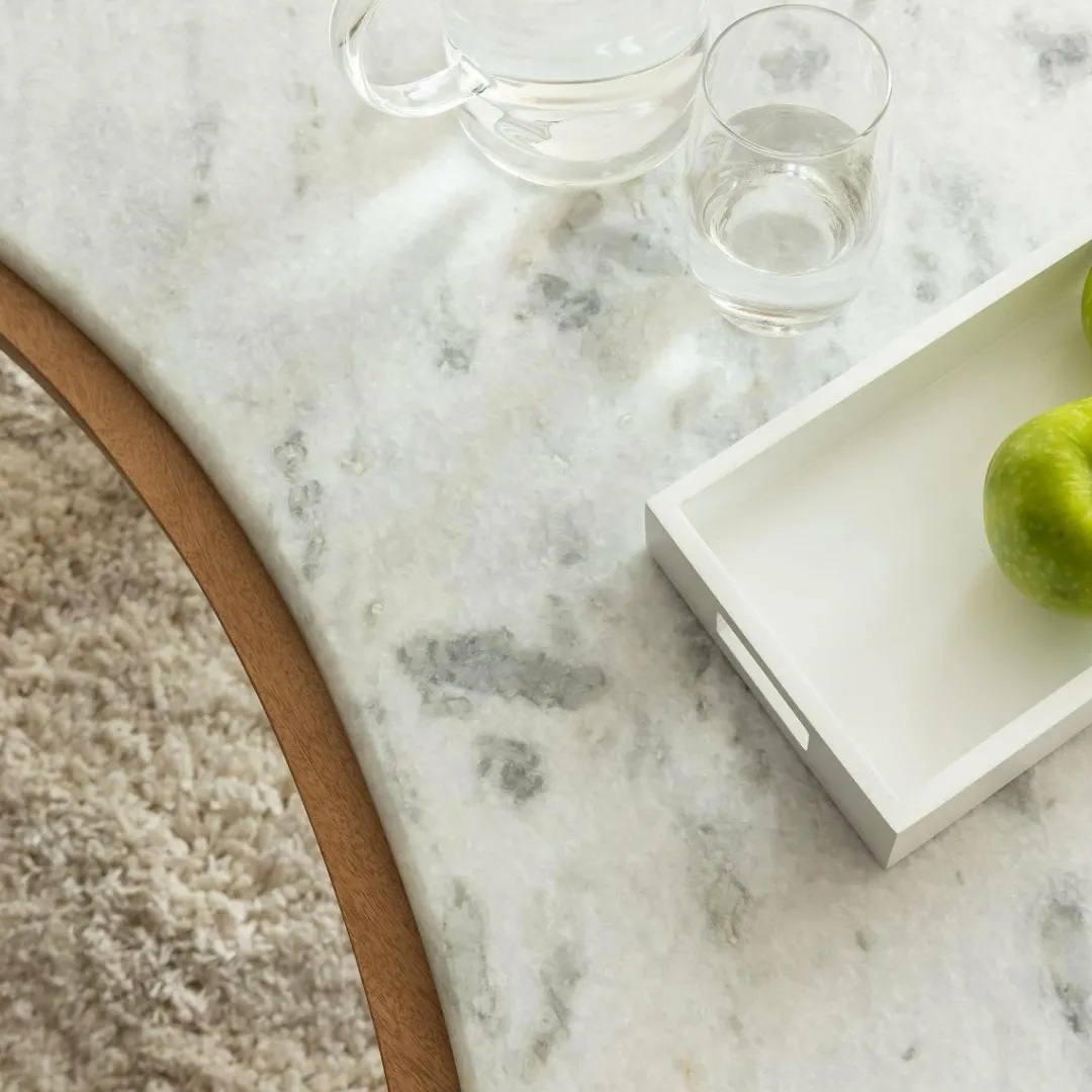 Table Basse<Made in Meubles Table basse en bois de manguier et marbre Adler