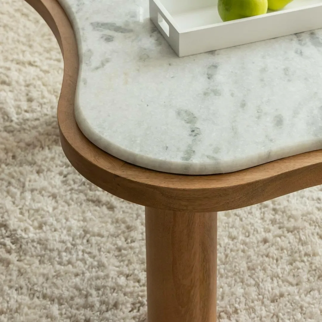 Table Basse<Made in Meubles Table basse en bois de manguier et marbre Adler