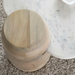 Table Basse<Made in Meubles Table basse en bois de manguier et marbre Moana