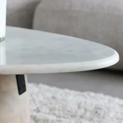 Table Basse<Made in Meubles Table basse en bois de manguier et marbre Moana