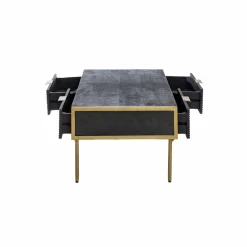 Table Basse<Made in Meubles Table basse en bois de manguier et métal doré Ange