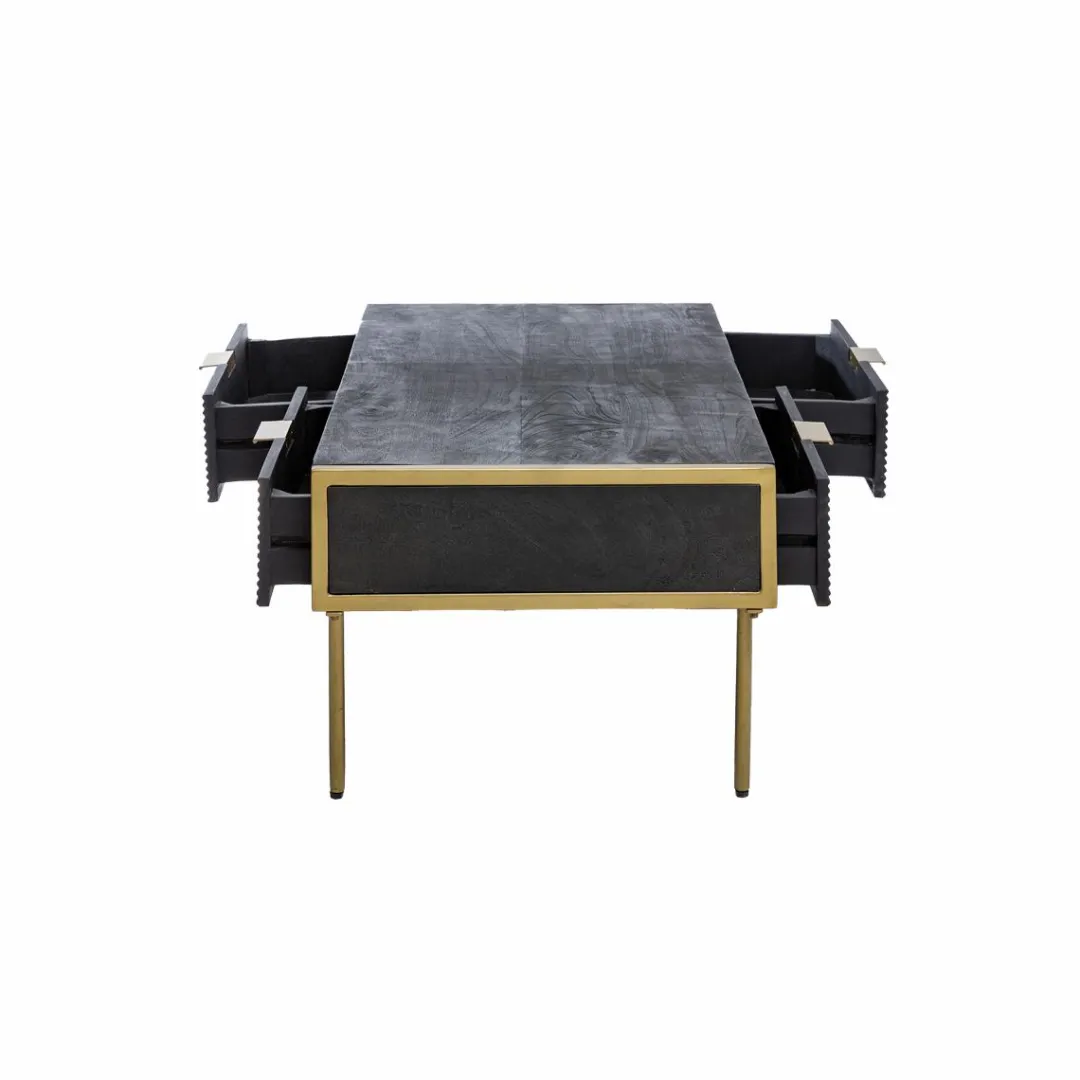 Table Basse<Made in Meubles Table basse en bois de manguier et métal doré Ange