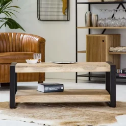 Table Basse<Made in Meubles Table basse en bois de manguier 100 cm New-York