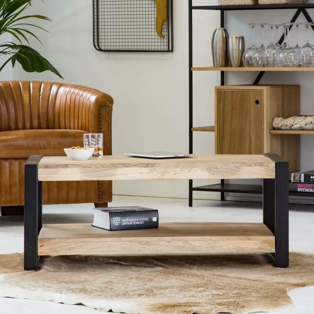 Table Basse<Made in Meubles Table basse en bois de manguier 100 cm New-York