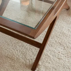 Table Basse<Made in Meubles Table basse en bois de manguier et verre Alina