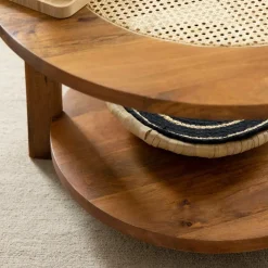 Table Basse<Made in Meubles Table basse en bois de manguier et cannage Zuria