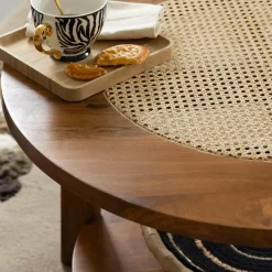 Table Basse<Made in Meubles Table basse en bois de manguier et cannage Zuria