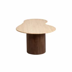 Table Basse<Made in Meubles Table basse en bois de manguier et en travertin Carola