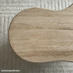 Table Basse<Made in Meubles Table basse en bois de manguier et en travertin Carola