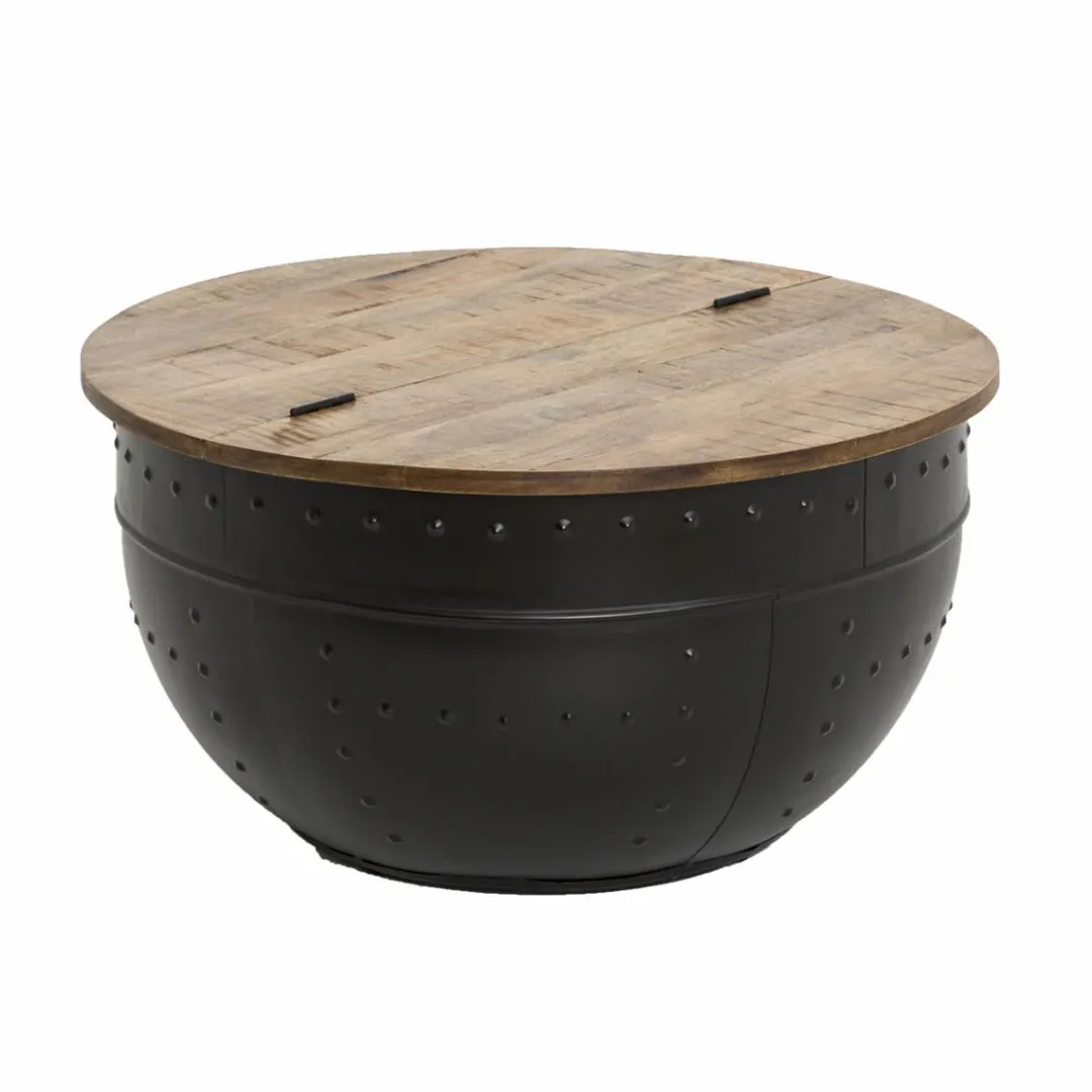 Table Basse<Made in Meubles Table basse en bois de manguier et métal Bertine