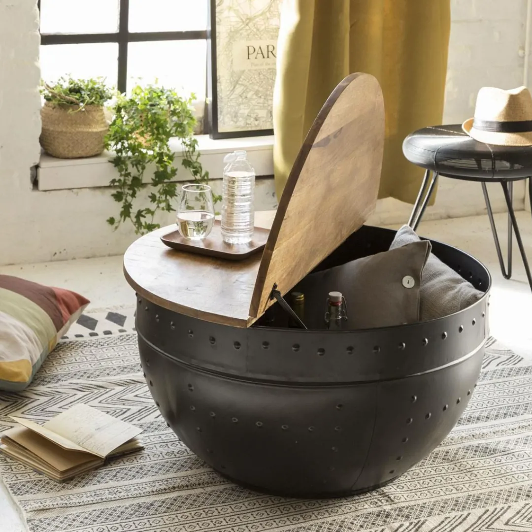 Table Basse<Made in Meubles Table basse en bois de manguier et métal Bertine