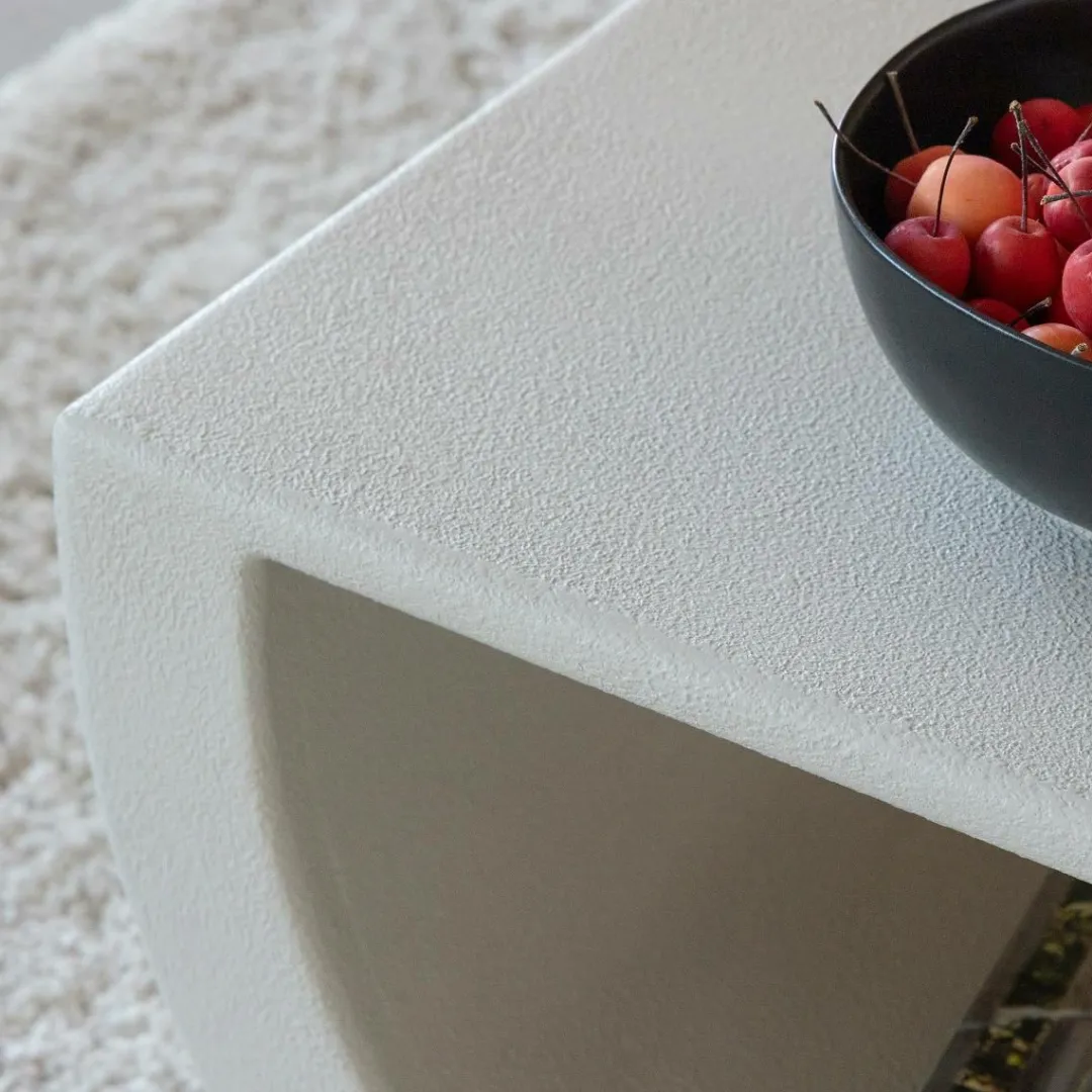 Table Basse<Made in Meubles Table basse en bois effet béton blanc Thomas