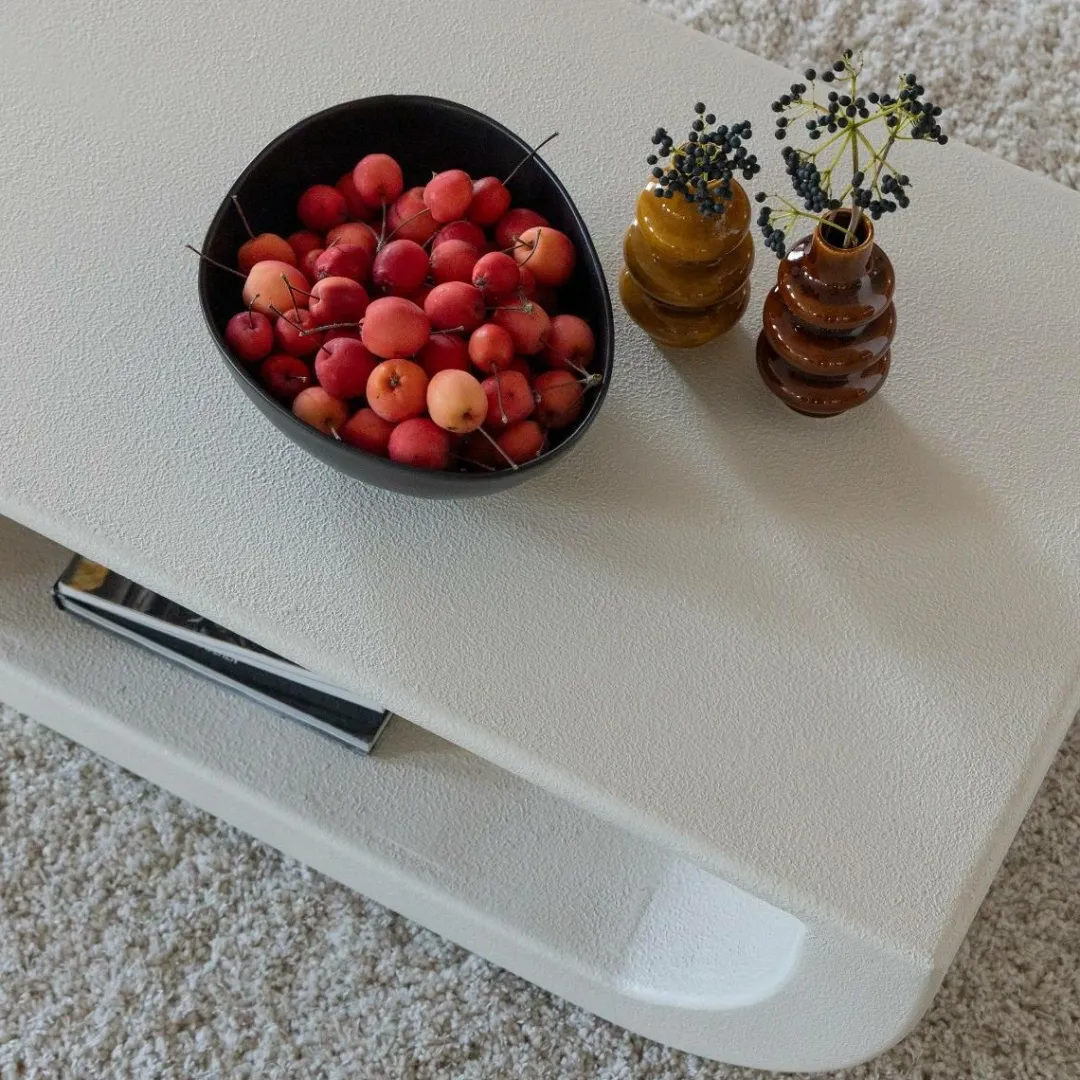 Table Basse<Made in Meubles Table basse en bois effet béton blanc Thomas