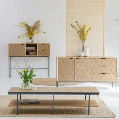 Table Basse<Made in Meubles Table basse en bois et métal Livia