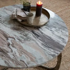 Table Basse<Made in Meubles Table basse en marbre et métal Valou