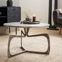 Table Basse<Made in Meubles Table basse en marbre et métal Valou