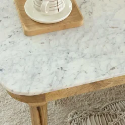 Table Basse<Made in Meubles Table basse en marbre et en bois d'acacia Calix