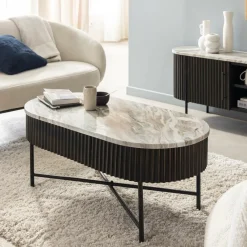 Table Basse<Made in Meubles Table basse en métal et marbre Alfred