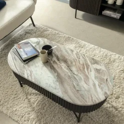 Table Basse<Made in Meubles Table basse en métal et marbre Alfred