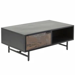 Table Basse<Made in Meubles Table basse en métal noir Claudine