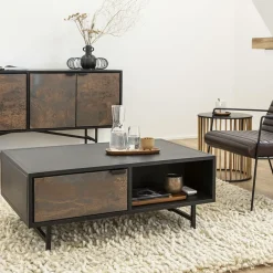 Table Basse<Made in Meubles Table basse en métal noir Claudine