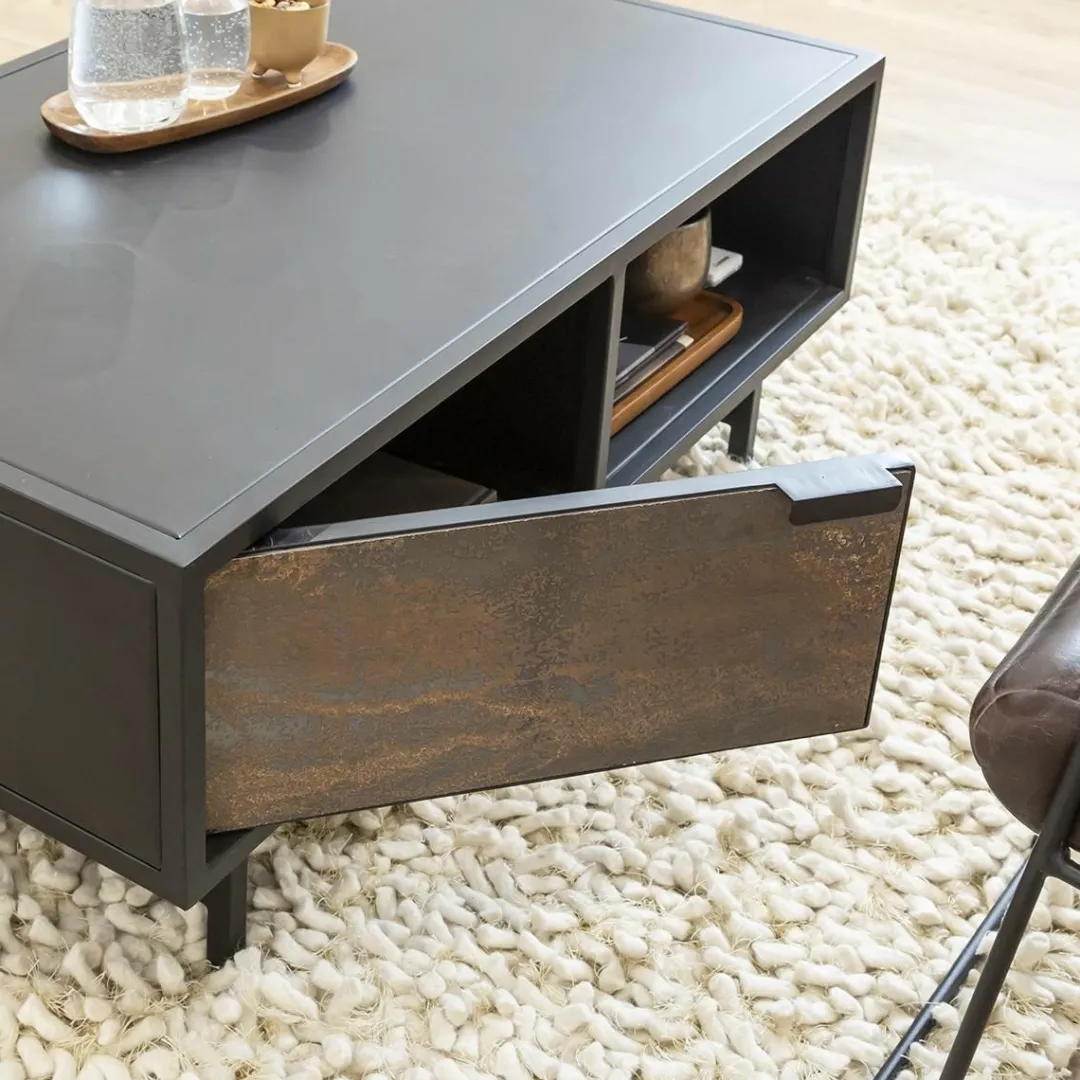 Table Basse<Made in Meubles Table basse en métal noir Claudine