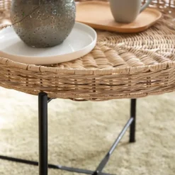 Table Basse<Made in Meubles Table basse en rotin et métal Julie