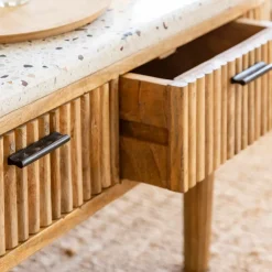 Table Basse<Made in Meubles Table basse en terrazzo et bois de manguier Ambrine