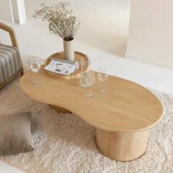 Table Basse<Made in Meubles Table basse en vague en bois de manguier Silas