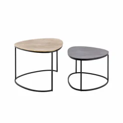 Table Basse|Table Gigogne<Made in Meubles Table basse gigogne en aluminium doré et métal noir Victoria