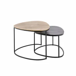 Table Basse|Table Gigogne<Made in Meubles Table basse gigogne en aluminium doré et métal noir Victoria