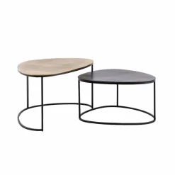 Table Basse|Table Gigogne<Made in Meubles Table basse gigogne en aluminium doré et métal noir Victoria