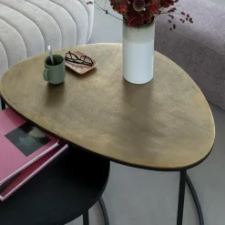 Table Basse|Table Gigogne<Made in Meubles Table basse gigogne en aluminium doré et métal noir Victoria