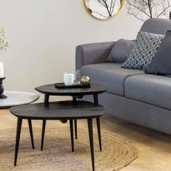 Table Basse|Table Gigogne<Made in Meubles Table basse gigogne en bois de manguier noir Valério