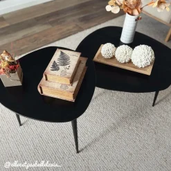 Table Basse|Table Gigogne<Made in Meubles Table basse gigogne en bois de manguier noir Valério