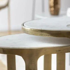 Table Gigogne|Bout De Canapé & Sellette<Made in Meubles Table basse gigogne en marbre et aluminium Ruben